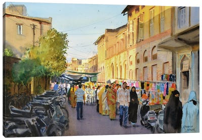 Evening Bazaar Canvas Art Print - Ramesh Jhawar
