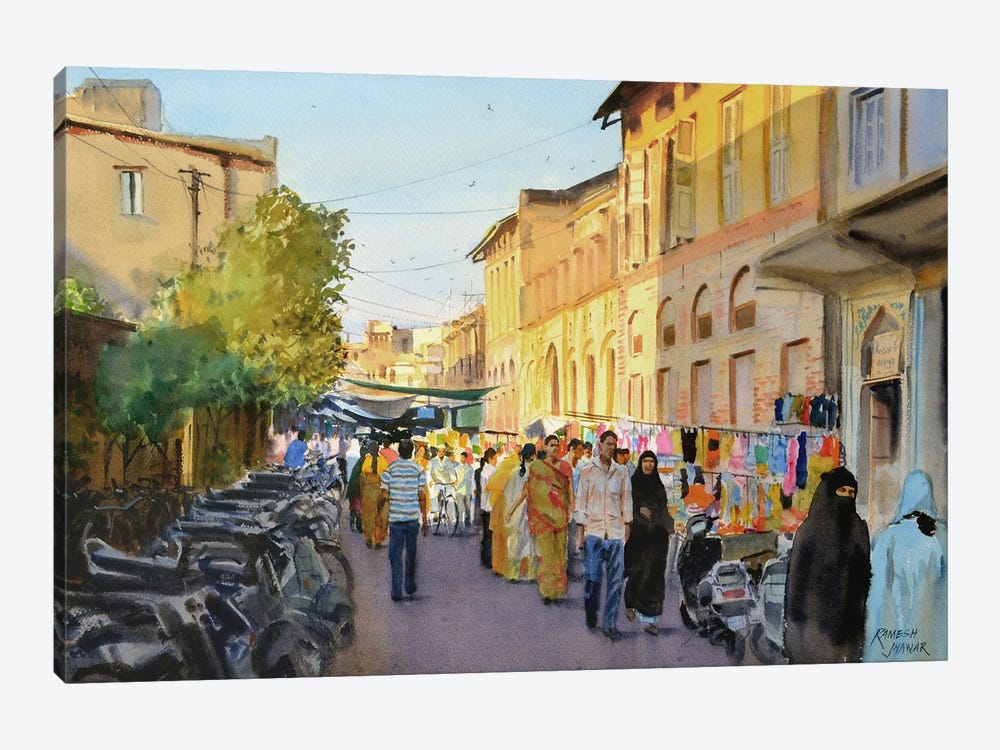 Evening Bazaar by Ramesh Jhawar 1-piece Canvas Art