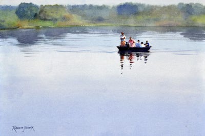 Ferrying On The Kaveri by Ramesh Jhawar metal wall art