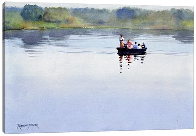 Ferrying On The Kaveri Canvas Art Print - South Asian Culture
