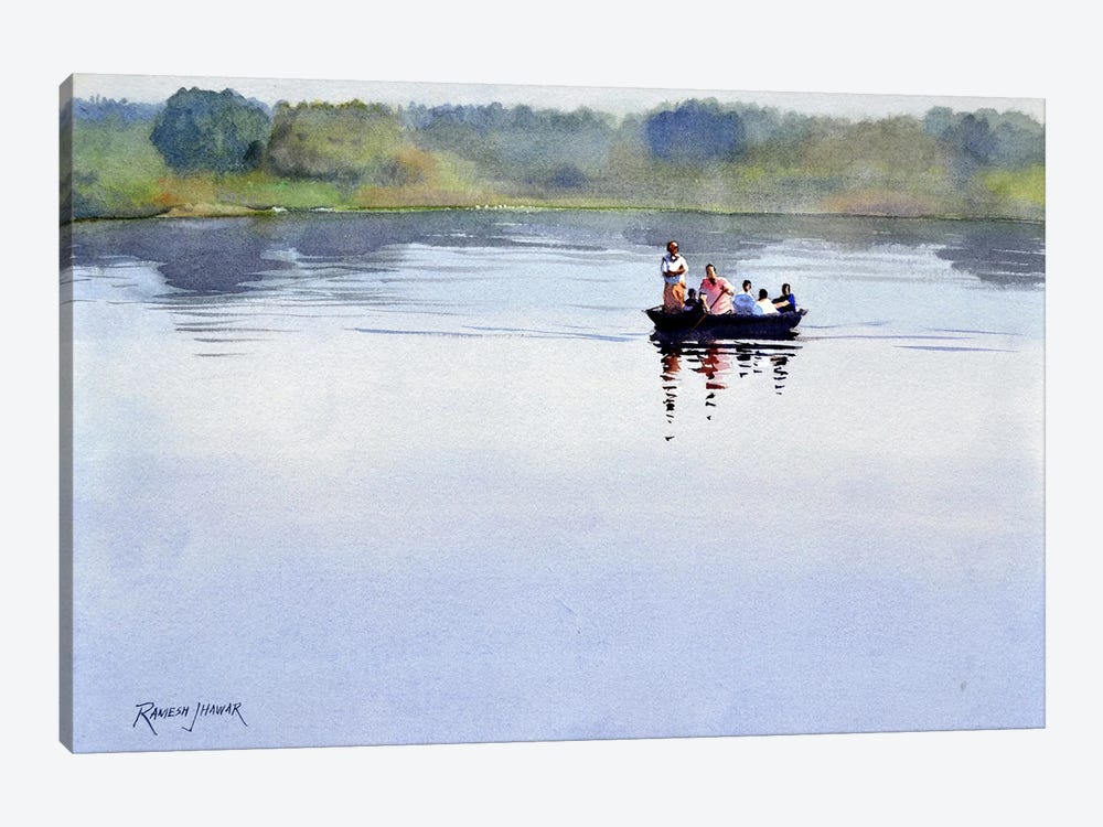 Ferrying On The Kaveri by Ramesh Jhawar 1-piece Canvas Art Print
