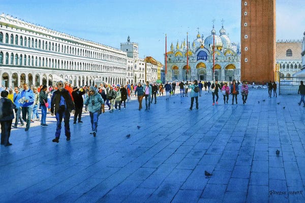 Ramesh Jhawar: A Busy Day At San Marco, Venice by Ramesh Jhawar