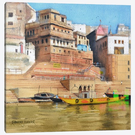 Ghats Of Varanasi Canvas Print #RHJ21} by Ramesh Jhawar Canvas Artwork