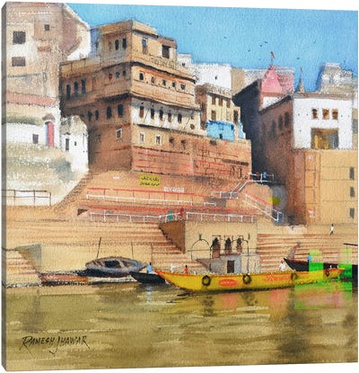 Ghats Of Varanasi Canvas Art Print - Ramesh Jhawar