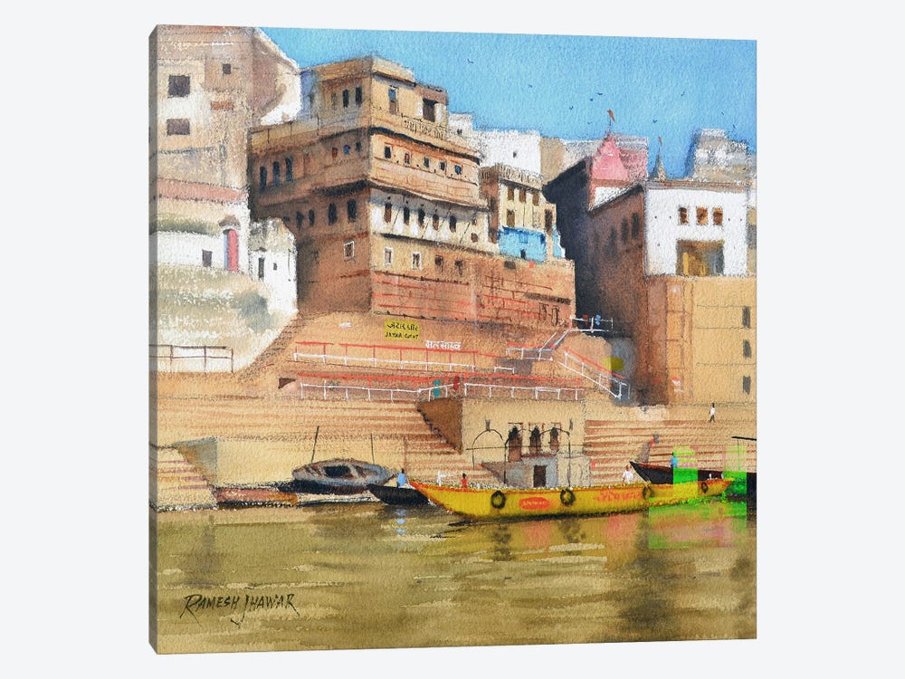 Ghats Of Varanasi by Ramesh Jhawar 1-piece Art Print