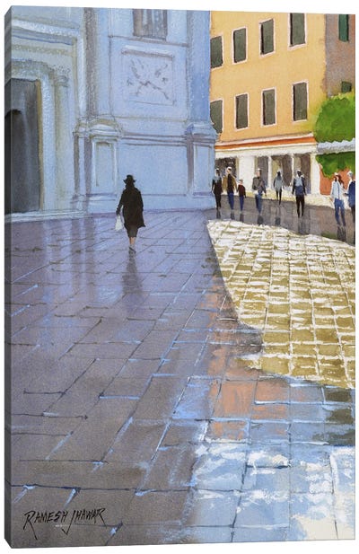 Glitter After The Rains, Venice Canvas Art Print - Ramesh Jhawar