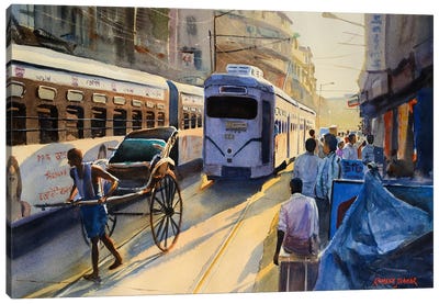 Late Afternoon Rush Hour Canvas Art Print - South Asian Culture
