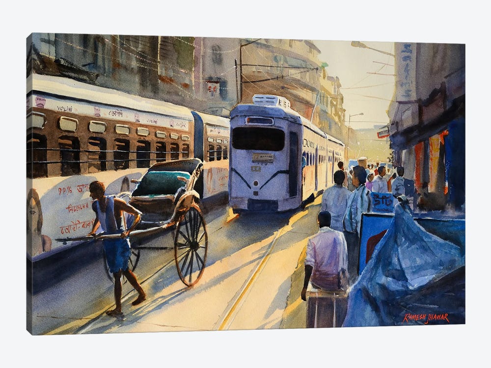 Late Afternoon Rush Hour by Ramesh Jhawar 1-piece Canvas Artwork