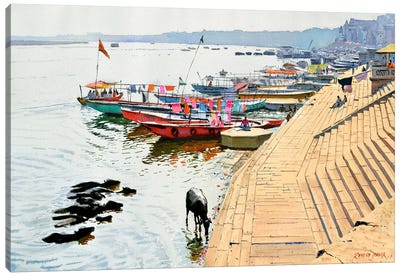 Lazy Noon, Varanasi Canvas Art Print - Indian Décor
