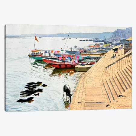 Lazy Noon, Varanasi Canvas Print #RHJ25} by Ramesh Jhawar Canvas Art Print