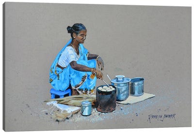 Paniyaram Amma Canvas Art Print - Ramesh Jhawar
