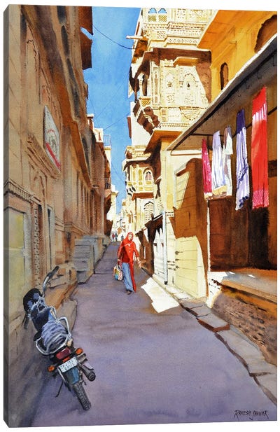 Return From The Market Canvas Art Print - Ramesh Jhawar