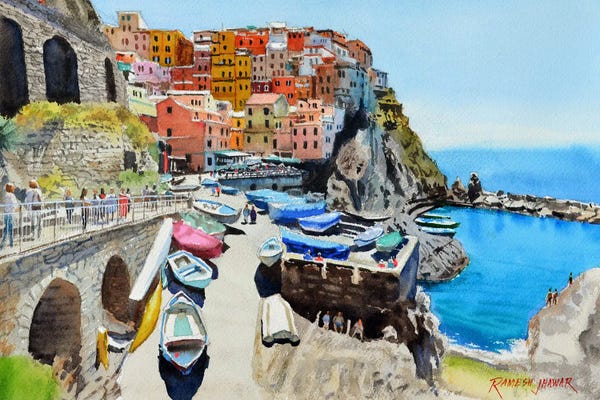 Ramesh Jhawar: A Sunny Day In Manarola by Ramesh Jhawar