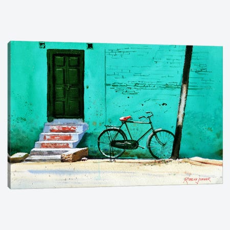 Turquoise Wall Canvas Print #RHJ42} by Ramesh Jhawar Canvas Wall Art