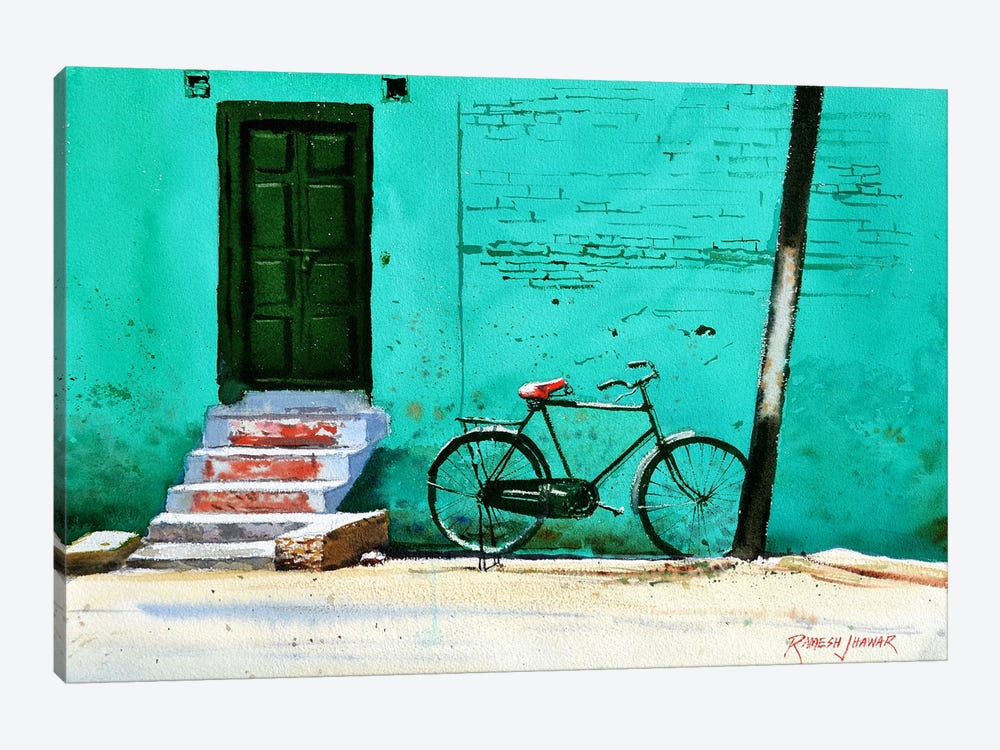 Turquoise Wall by Ramesh Jhawar 1-piece Canvas Artwork