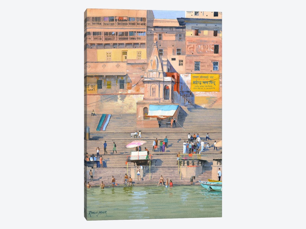 Varanasi Ghat by Ramesh Jhawar 1-piece Art Print
