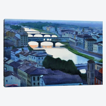 View Of The Arno, Florence Canvas Print #RHJ48} by Ramesh Jhawar Canvas Artwork
