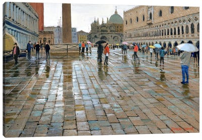 Wet Pavement, San Marco, Venice Canvas Art Print - Ramesh Jhawar