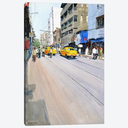 Yellow Taxis, Kolkata Canvas Print #RHJ51} by Ramesh Jhawar Canvas Print