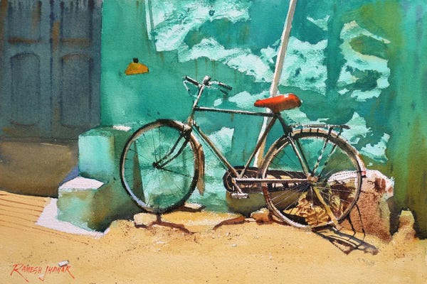 Ramesh Jhawar: Bike And The Turquoise Wall by Ramesh Jhawar