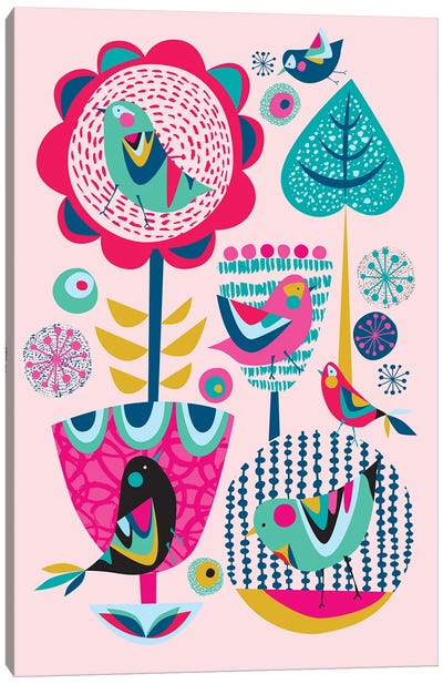 Floral Birds Canvas Art Print - Rachel Lee