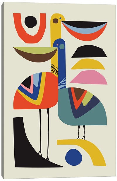 Pelican Love Canvas Art Print - Pelican Art