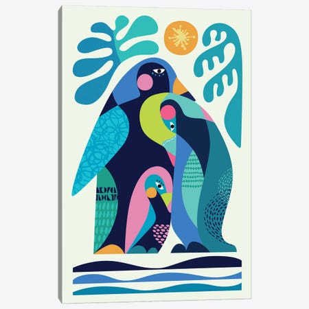 Penguin Family Canvas Print #RHL32} by Rachel Lee Canvas Print