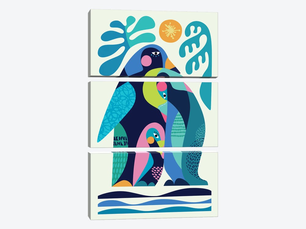 Penguin Family by Rachel Lee 3-piece Canvas Print