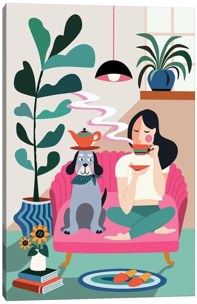 Tea Time Canvas Art Print - Self-Care Art