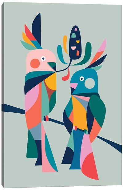 Cockatoo Love Canvas Art Print - Tropical Décor