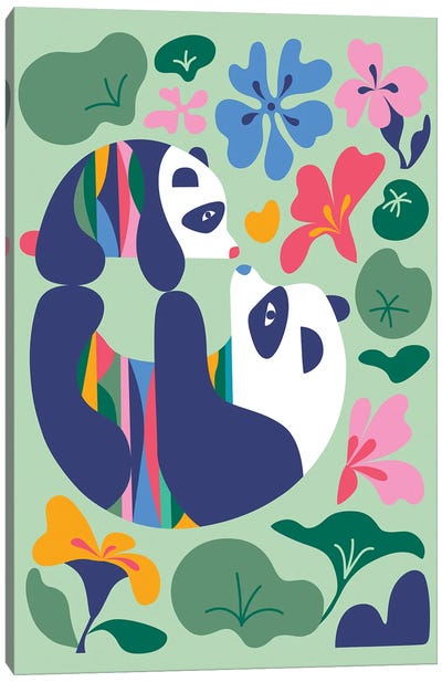 Panda Garden Canvas Art Print - Asian Décor