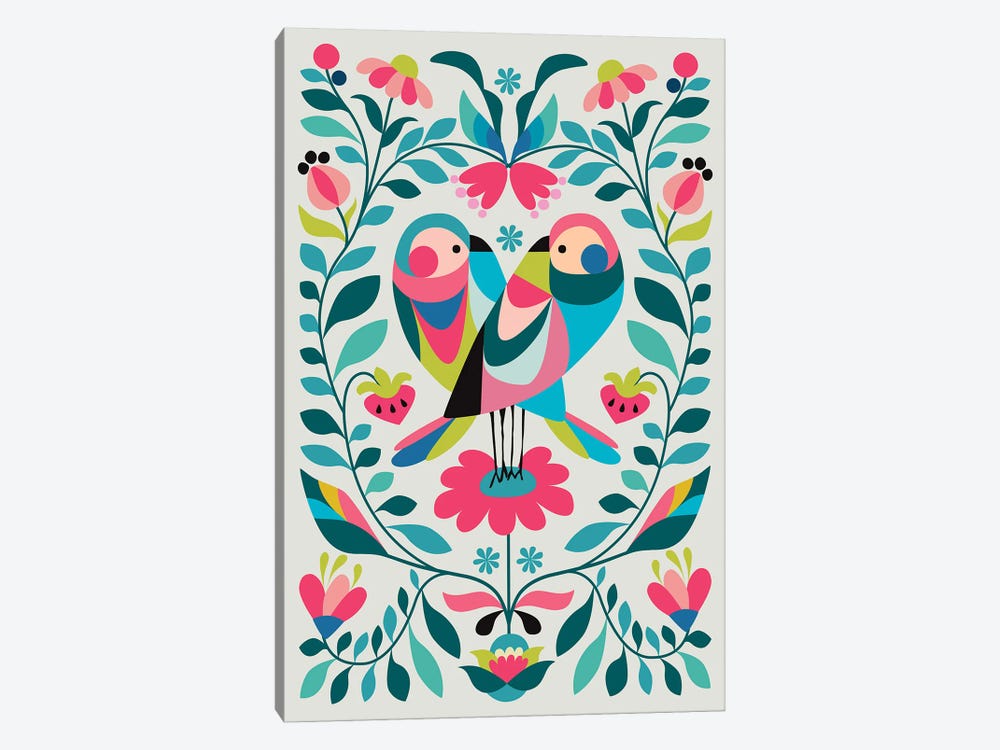 Love Birds And Floral by Rachel Lee 1-piece Canvas Art Print