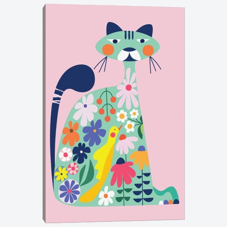 Daisy Cat Canvas Print #RHL64} by Rachel Lee Art Print
