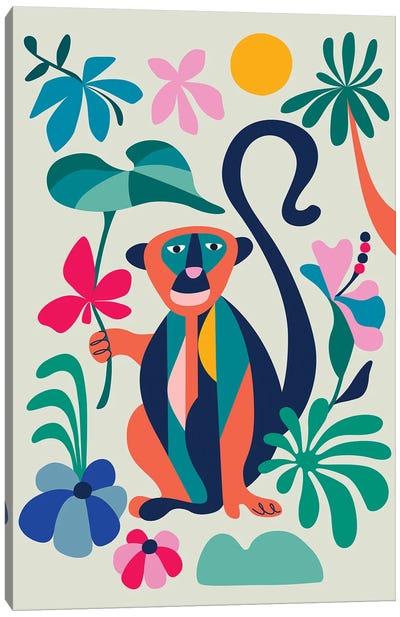 Modern Monkey Canvas Art Print - Primate Art