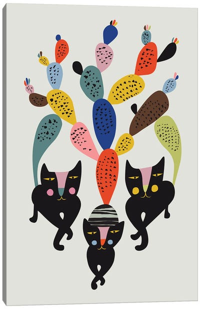 Cactus Cats Canvas Art Print - Rachel Lee