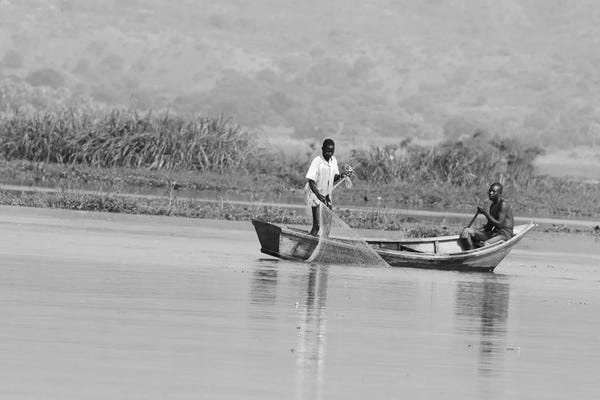 Ramona Heiner: Fishermen - Victoria Nile (White Nile), Victoria Nile Delta, Queen Elizabeth National Park, Uganda, East Africa by Ramona Heiner