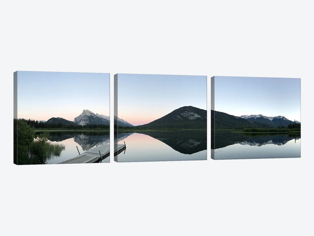 "Alpenglow After Sunset"-Vermilion Lakes, Banff, Banff National Park, Ab, Canada. by Ramona Heiner 3-piece Canvas Art