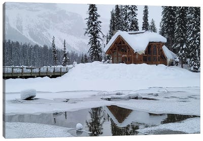 "A Snowy Winter Morning"- Emerald Lake, Field, Yoho National Park, B.C., Canada Canvas Art Print - Art by Native American & Indigenous Artists