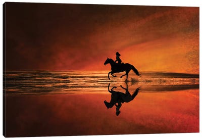 Sunset On The Beach Canvas Art Print - Rhonda Thompson