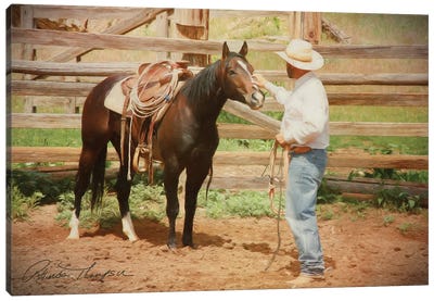 A Gentle Hand Canvas Art Print - Cowboy & Cowgirl Art