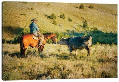 Making Friends Canvas Art Print - Cowboy & Cowgirl Art