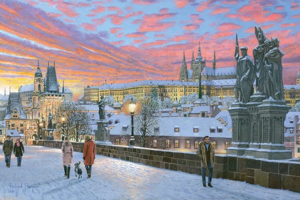 Prague: Charles Bridge, Prague In Winter by Richard Harpum