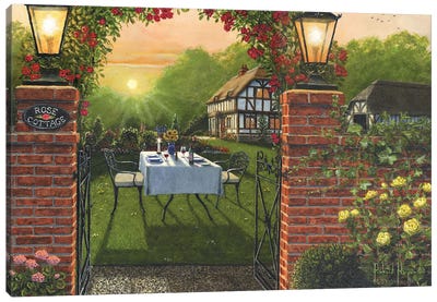 Dinner For Two - Rose Cottage Canvas Art Print - Restaurant & Diner Art