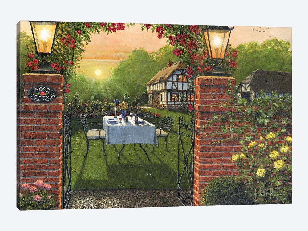 Dinner For Two - Rose Cottage by Richard Harpum 1-piece Art Print