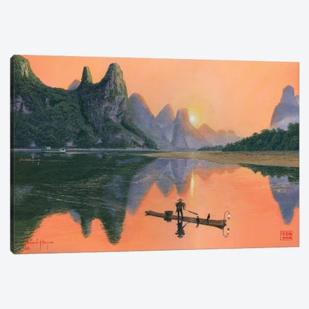 The Cormorant Fisherman, Li River, Guilin, China Canvas Print #RHU15} by Richard Harpum Canvas Art Print