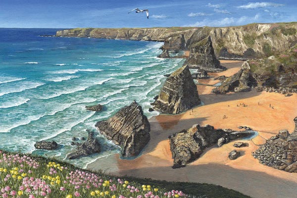 Cornwall: Evening Light, Bedruthen Steps, Cornwall by Richard Harpum