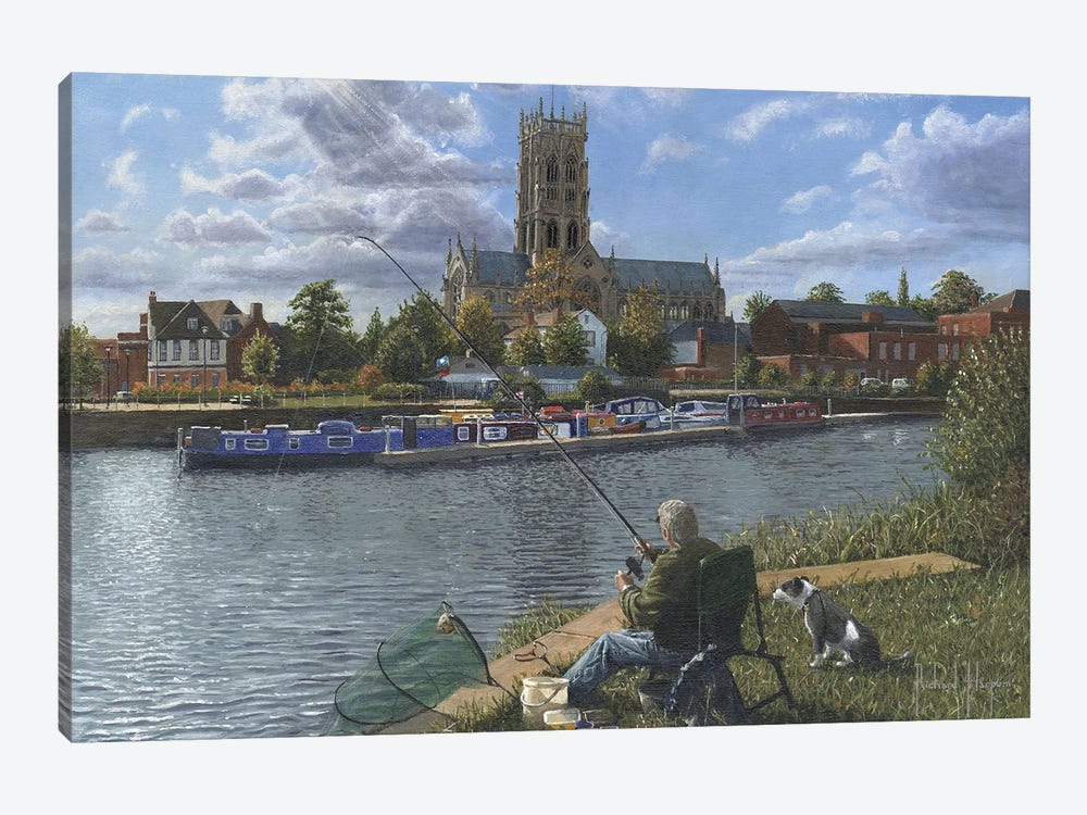 Fishing With Oscar - Doncaster Minster, England by Richard Harpum 1-piece Canvas Art Print