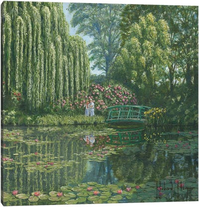 Giverny Reflections, Monet's Garden, France Canvas Art Print - Willow Tree Art