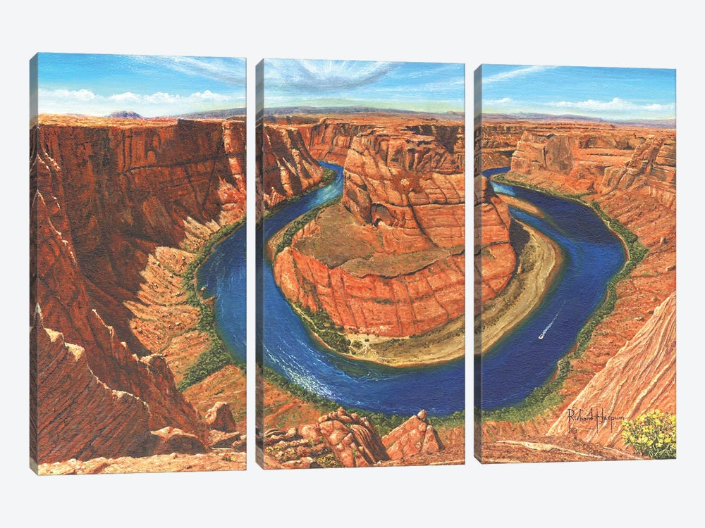 Horseshoe Bend, Colorado River, Arizona by Richard Harpum 3-piece Canvas Art