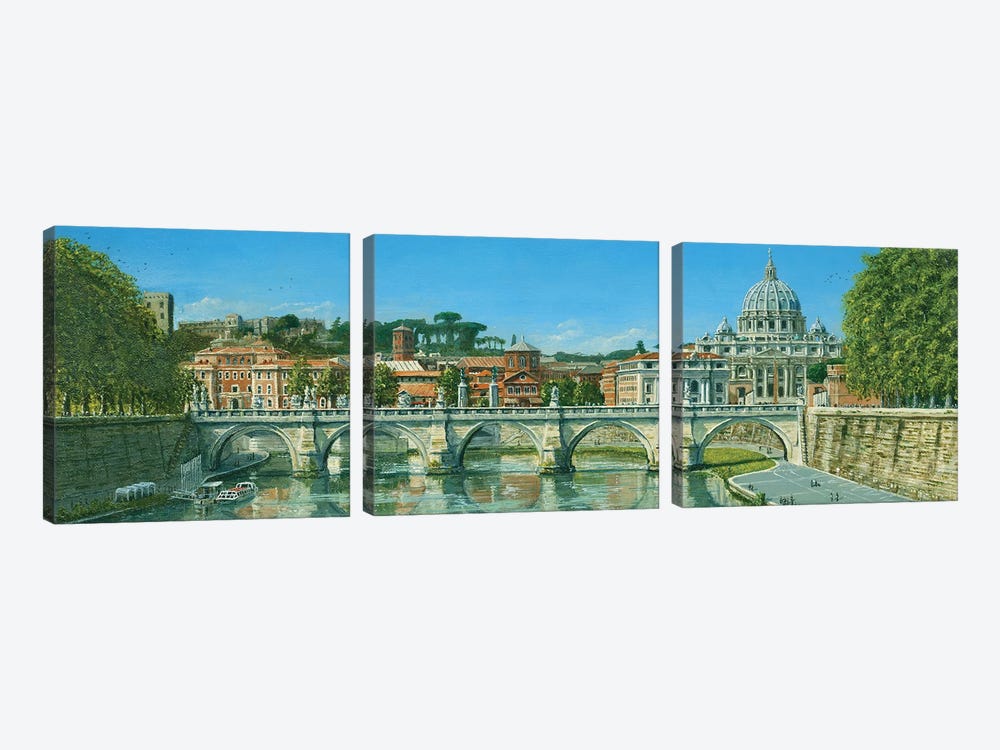 Il Fiume Tevere, Roma, Italy by Richard Harpum 3-piece Canvas Wall Art